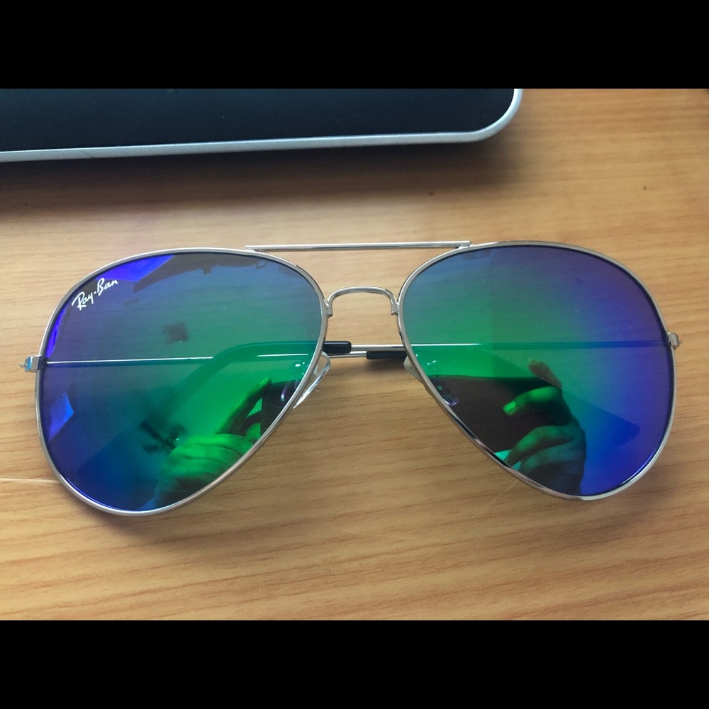 RB3025 Sunglasses Aviator Mirror Green/Silver - Picture 1 of 2